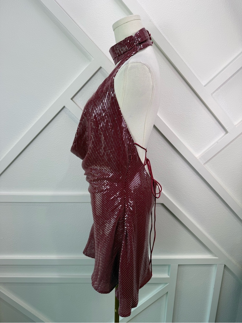 NWT Peppermayo Nora Sequin Cowl Neck Mini Dress Red Size US 8 - Picture 5 of 13